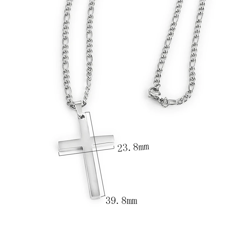 Fashion Jewelry Mens Figaro Chain Cross Pendant Necklaces 316L Stainless Steel Gold Silver Color Waterproof Necklaces Accesories