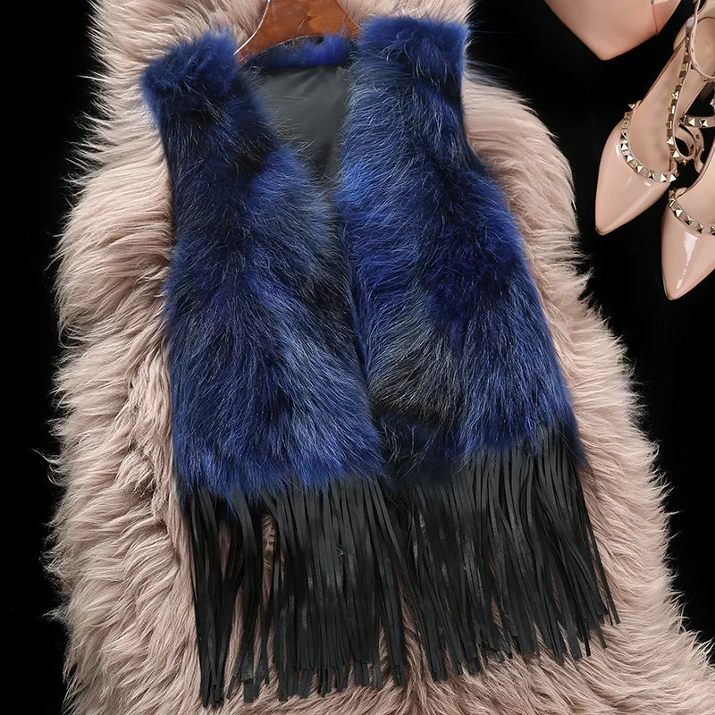 New Natural Raccoon Fur Vest 2020 Fashion Tassel Short Waistcoat for Women Winter Genuine Real Fur Coat Female WYQ1545