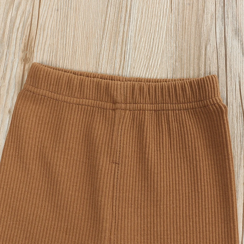 2-teiliges Set aus geripptem Strick für Jungen und Mädchen, Kinder-Pyjamas, Pullover+Hose, Baumwollkleidung, lange Schlafkleidung, Trainingsanzug – Detail 11