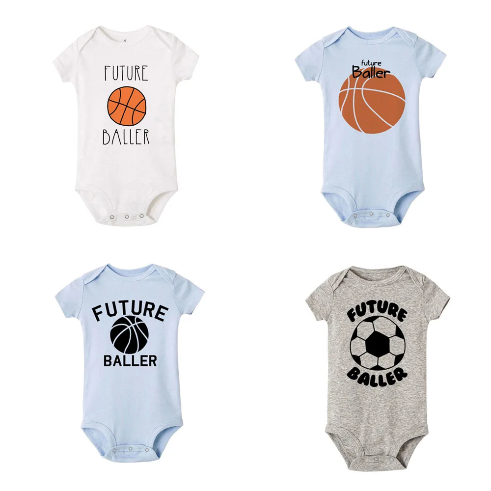 

2021 Baby Boys Future Baller Jumpsuits Newborn Baby Bodysuits Round Neck Short Sleeve Playsuit Baby Shower Gifts Drop Ship