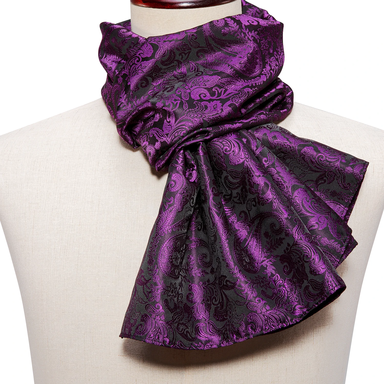 New Fashion Men Scarf Purple Jacquard Paisley 100% Silk Scarf Autumn Winter Casual Business Suit Shirt Scarf 160*50cm