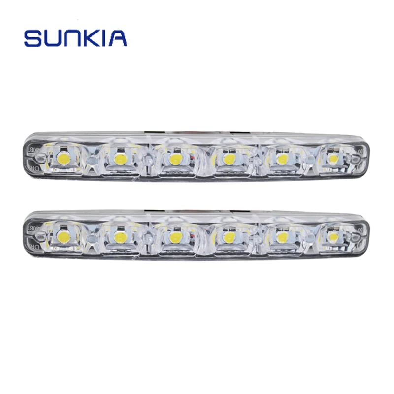 SUNKIA intensywna biała 5050-6SMD 6W uniwersalne światła samochodowe do jazdy dziennej lampa samochodowa DRL światło pomocnicze W dzień