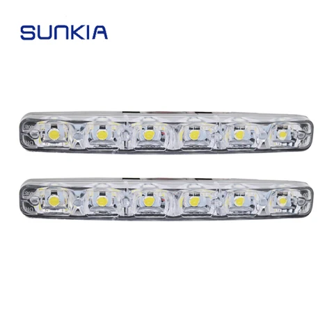 SUNKIA Super White 5050-6SMD 6 Вт Универсальный автомобильный фонарь дневного света Авто лампа DRL Вспомогательный свет в день