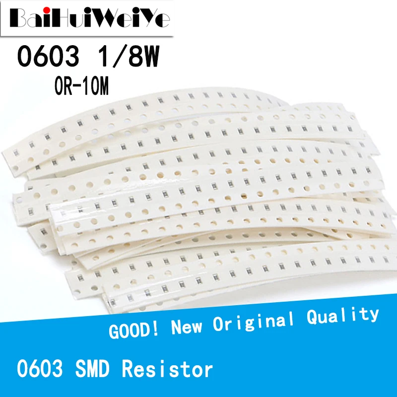 100PCS/LOTE 0603 SMD Resistor 0R-10M 1/8W 0 1 10 100 150 220 330 ohm 1K 2.2K 10K 100K 0R 1R 10R 100R 150R 220R 330R