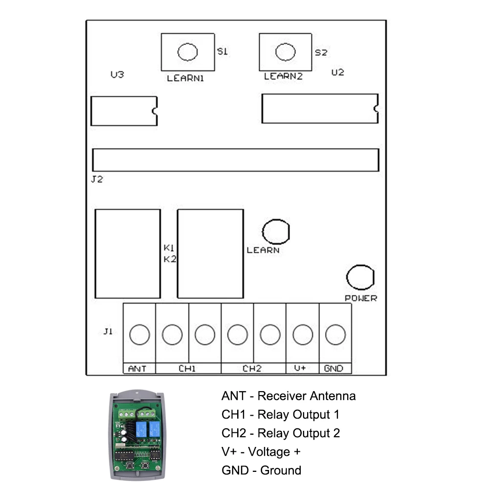 Imagem -04 - Porta de Garagem sem Fio Controle Remoto Interruptor do Controlador Momentâneo 12v 24v 433mhz Tx54r Tx52r H80 Tx22