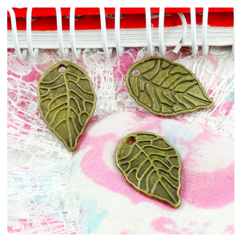 100 PCS Charms tree leaf 18*11MM Antique Bronze Plated tree leaf Pendant Vintage DIY Handmade Jewelry