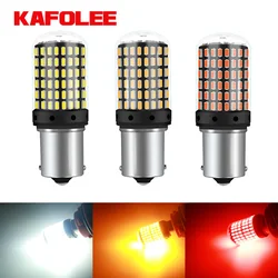 KAFOLE-bombilla de señal de giro delantero y trasero, sin Hyper Flash BA15S P21W BAU15S PY21W, Led Canbus sin errores, amarillo ámbar, Chip 3014, 144SMD, 1 unidad