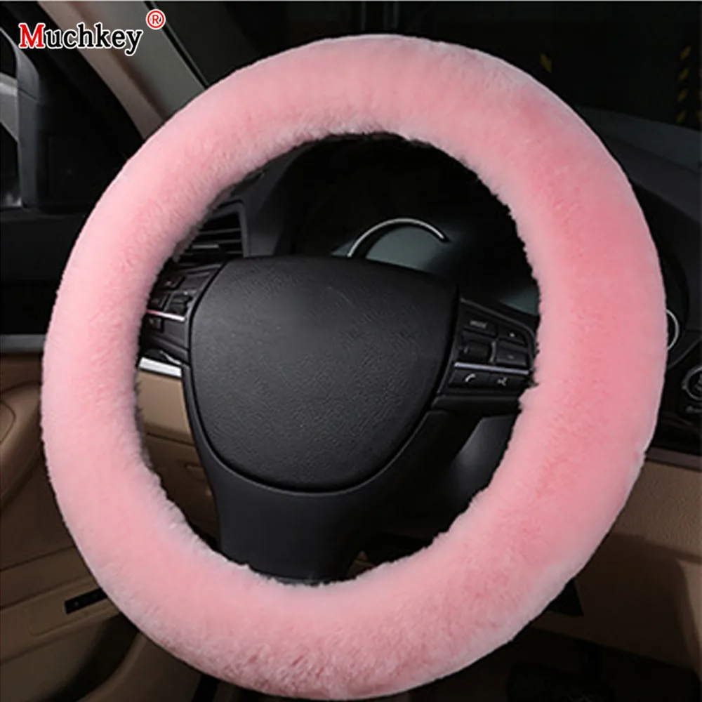 

Fashion Classic Car Interior Accessories 35-42cm Winter Wool Fluffy Cover Warm Tear-Rresistant Universal Steering Wheel Cover