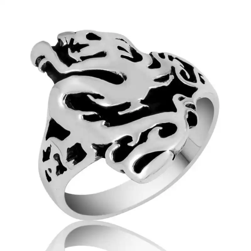 Silver Flaming Dragon Men's Ring - 925 Sterling Men's Jewelry Wedding Birthday Gift - Box - For Man - Fashion - Botiva - Size - Turkish - Patterned Embroidery