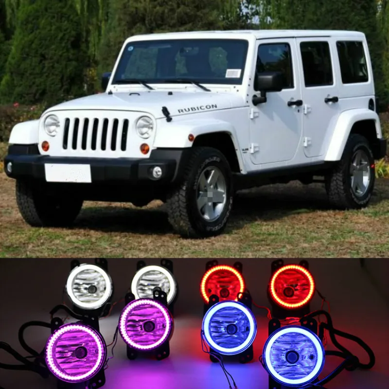 

2PCS For JEEP Wrangler Journey Car LED Fog Light Angel Eye Daytime Running Light White Red blue purple