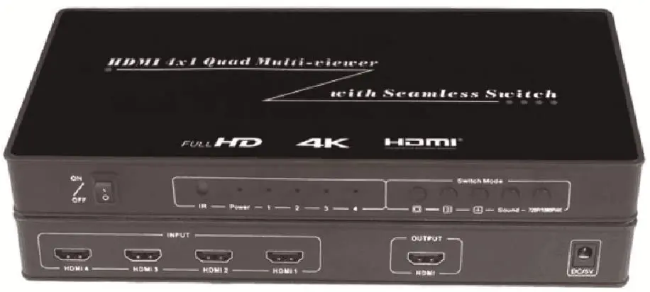 Мультипросмотрщик 4K, 4K, HDMI, 4x1, HDMI, 4 экрана в реальном времени, с функцией бесшовного переключения HDMI