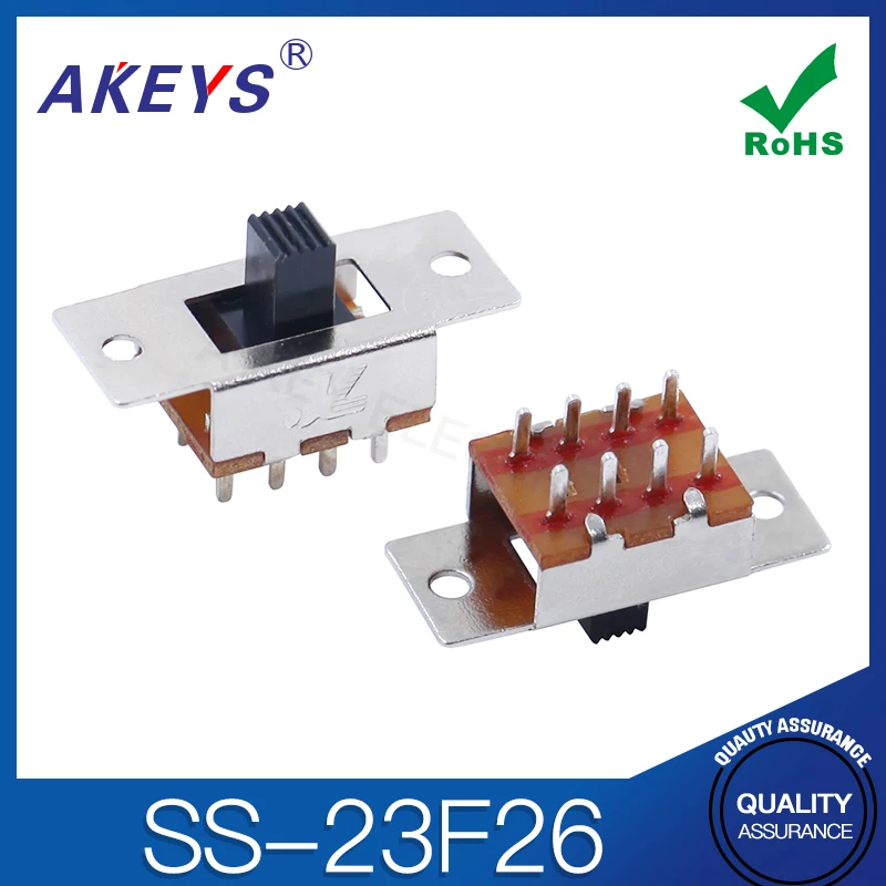 SS-23F26 Toggle Switch 8-pin 3-gear straight foot with fixed screw hole vertical handle 5mm long small toy