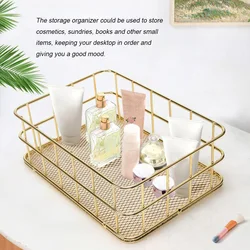 S L Size Storage Basket Golden Iron Storage Basket Multifunctional Wire Mesh Desktop Storage Organizer for Home Wicker Supplies