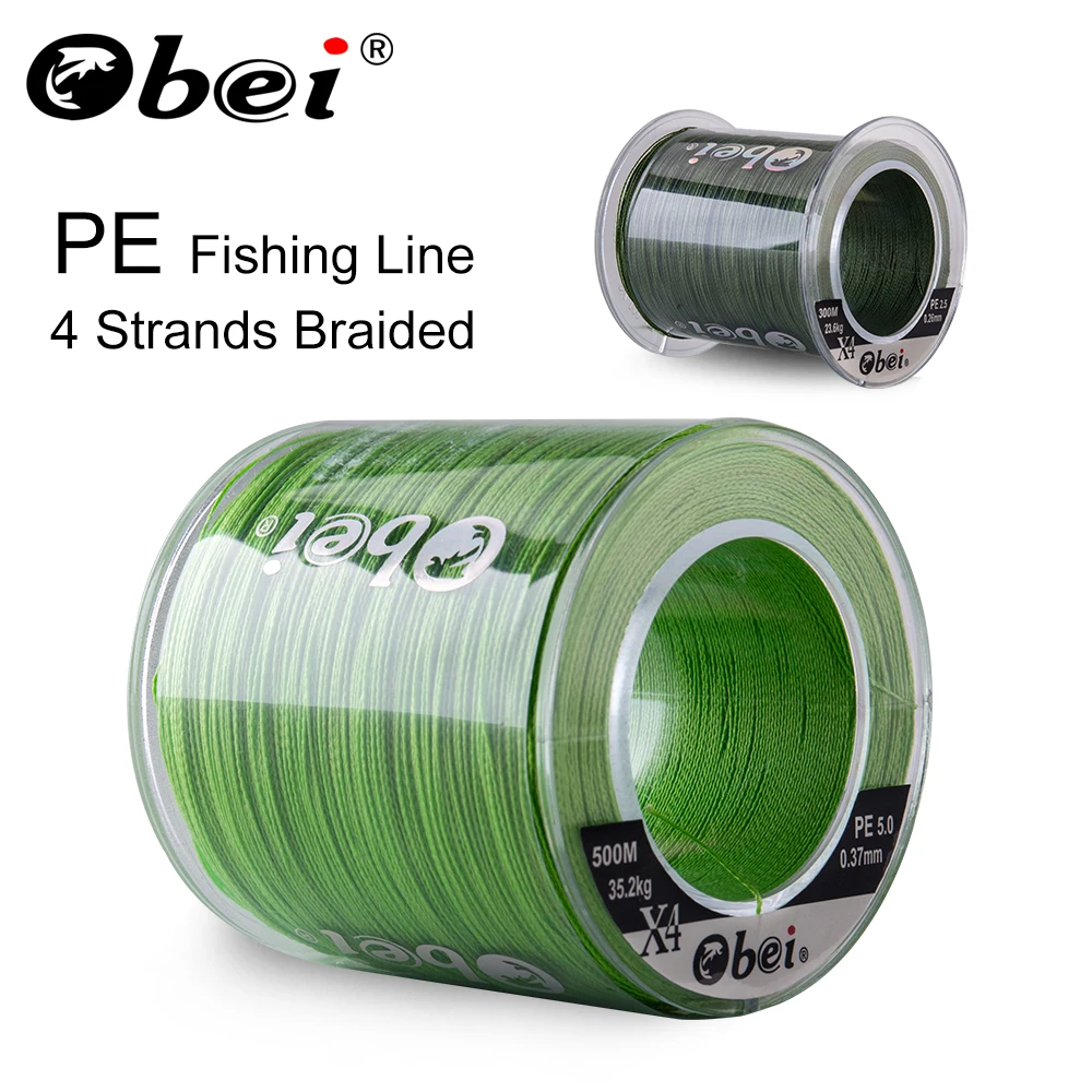 Obei 300M 500M PE Fishing Line 4 Strands Braided  Multifilament Fishing Line Smooth Sea Softwater Line 10-120lb