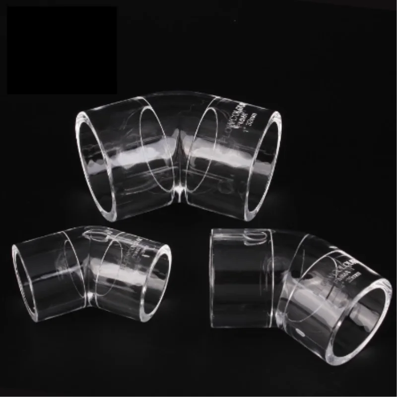 Flowcolour 2PCS ID20/25/32mm Transparent Acrylic Pipe Joints 45 Degree Elbow Connector Aquarium Supplies Fish Tank Pipe Ftttings