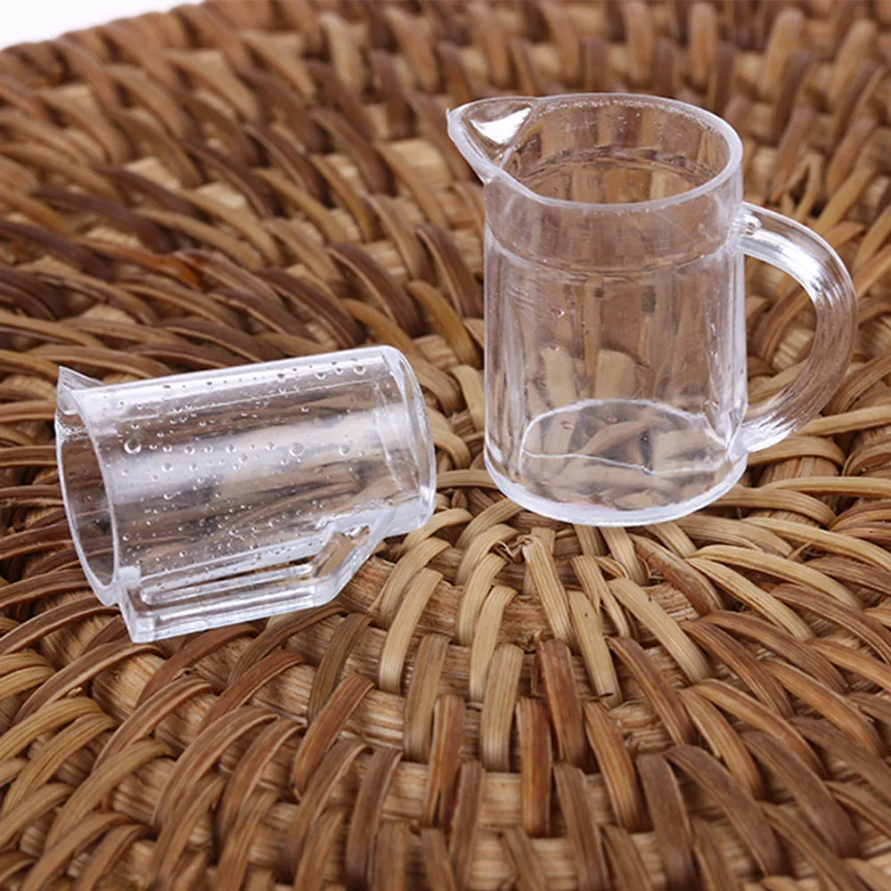 15PCS/Lot Miniature Cup Dish Bowl Simulation Tableware Set Acrylic Transparent Kids Kitchen Toy Dollhouse Decoration Accessories