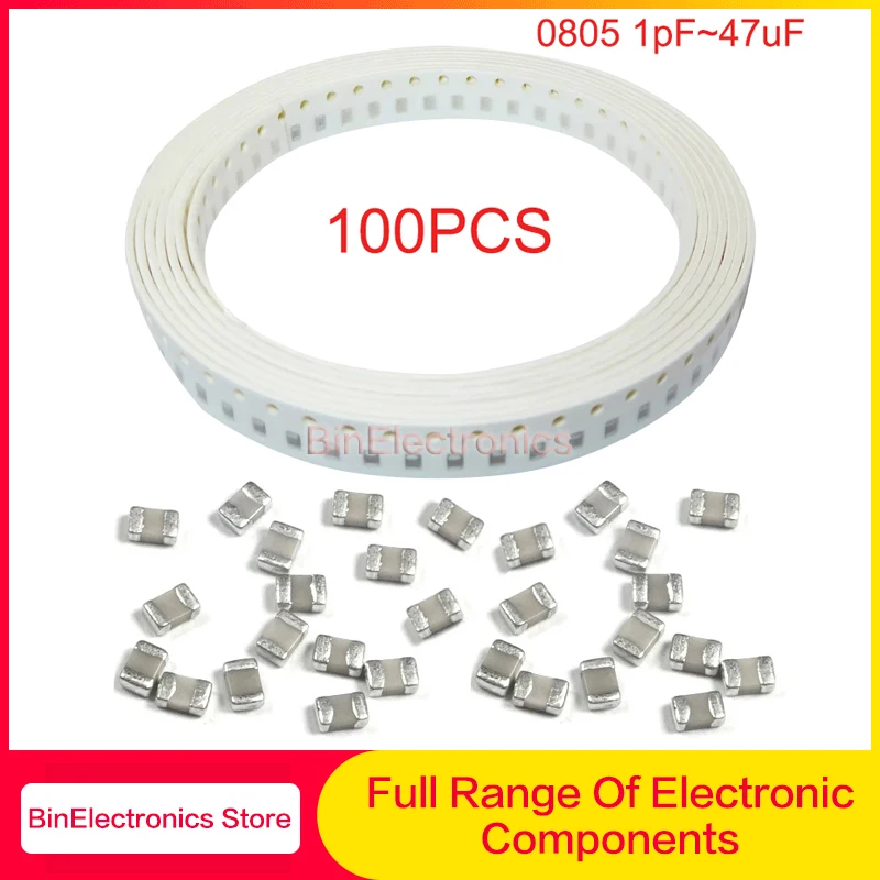 

100 PCS/Packet SMD Ceramic Capacitor 100nF X7R Error 10% 50V 0805 0.1UF 104 1pF ~ 47uF Thick Film Chip Multilayer