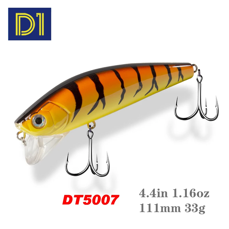 

D1 Minnow Fishing Lures Wobblers 111mm 33g Sea bass Hard Bait 3D Eyes Artificial Floating Jerkbait Fishing Hook Japan Pesca
