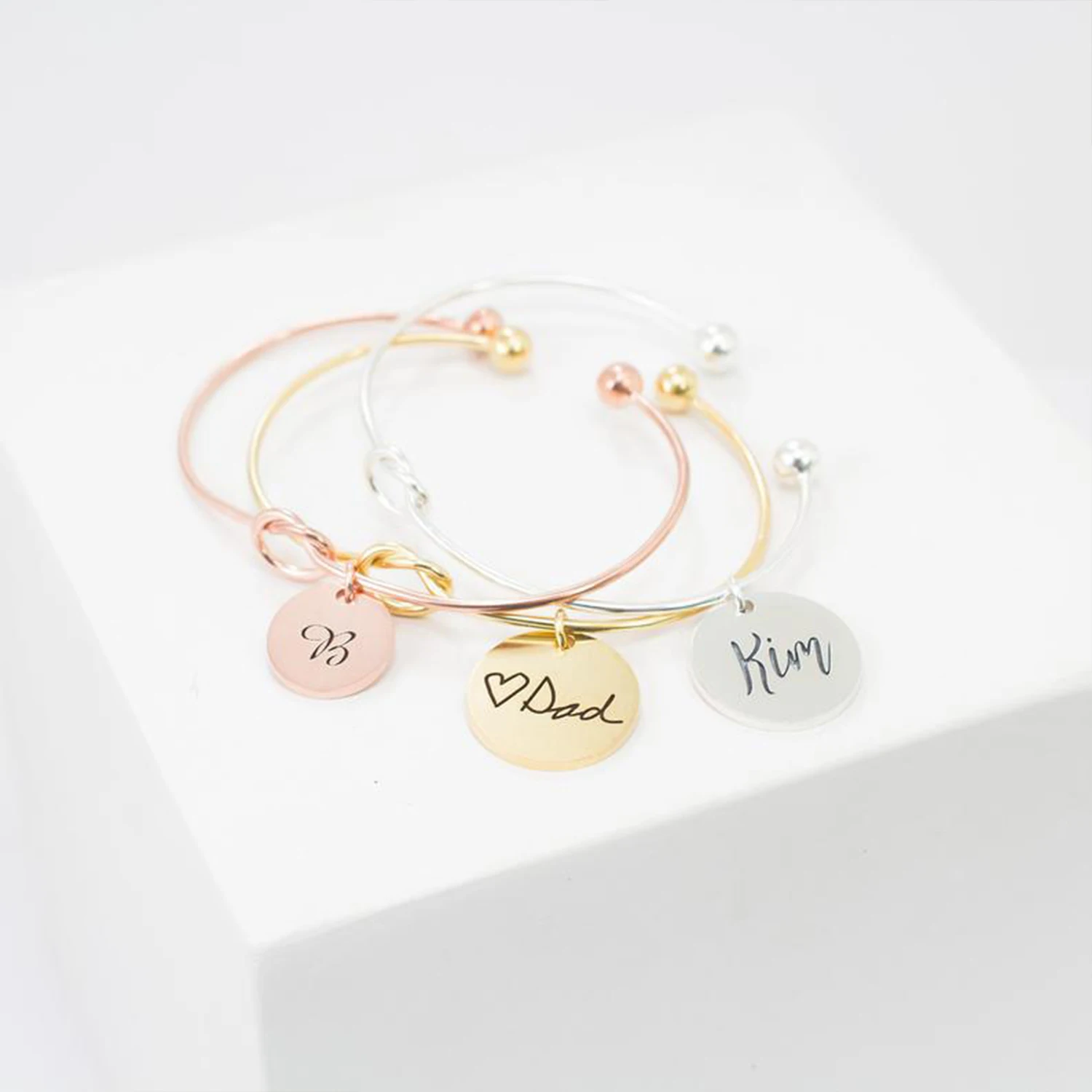 

MYDIY Personalized Gift for Her Knot Initial Charm Bracelet Handwriting Charm Bracelet Bridesmaid Proposal Gift Best Friend Gift