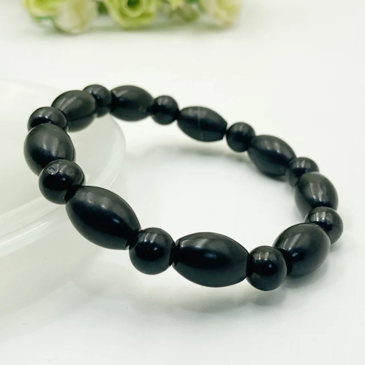 Wholesale 1pcs 100% Natural Russia Shungite Bracelet,Healing Gem stone Jewelry Bracelet,Rich in Fullerenes