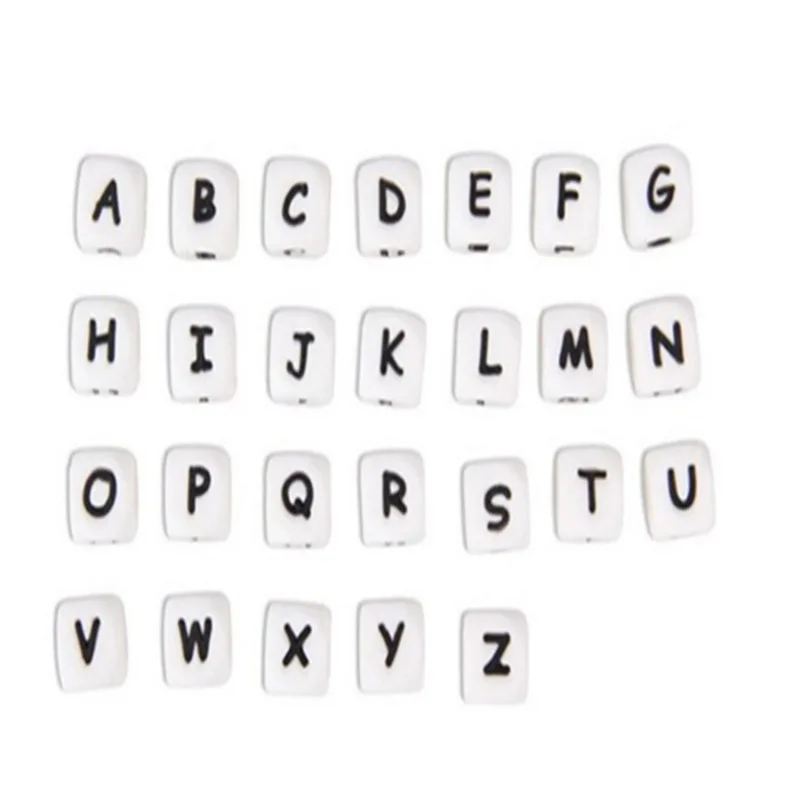 

150pcs /12mm Letter Silicone Beads English Silicone BPA FREE Alphabet Bead For Personalized Name DIY Teething Beads