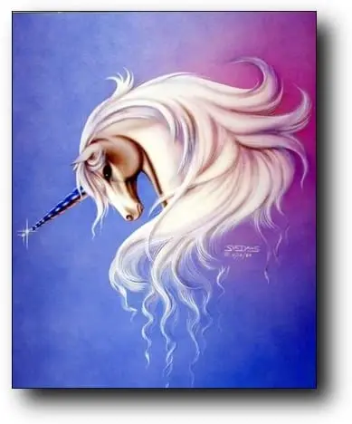 Mythical Lavender Mist Unicorn Sue Dawe Fantasy Home Decor Art Print Poster