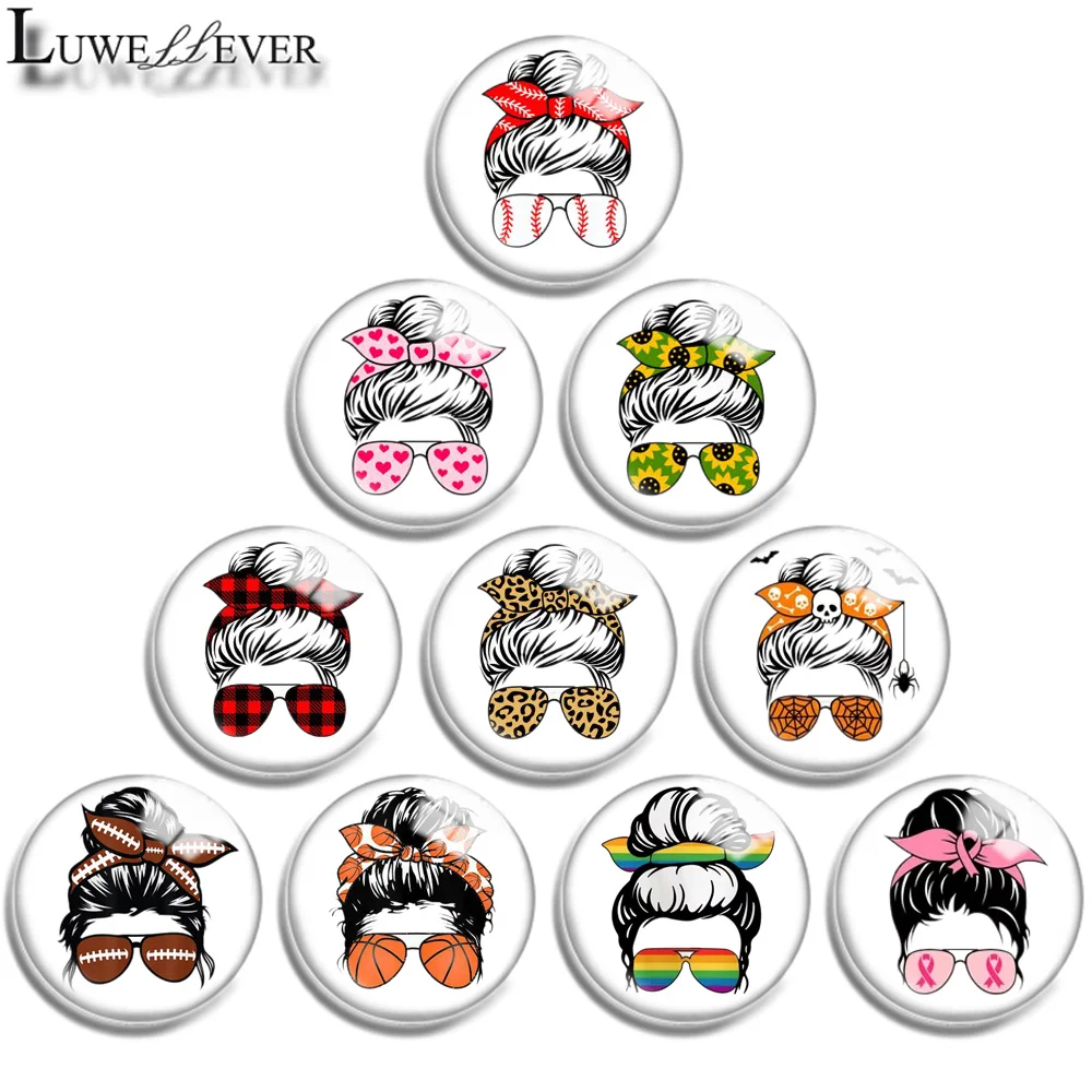 

10mm 12mm 20mm 25mm 30mm 40mm 745 Cute Mix Round Glass Cabochon Jewelry Finding 18mm Snap Button Charm Bracelet