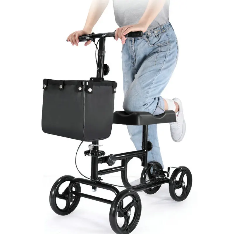 Knee Scooter Economy Steerable Walker, Ultra Compact & Portable Crutch Alternative with Basket Braking System for Ankle/Foot