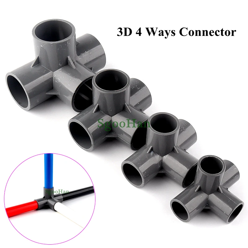 

2~50pcs 20~50mm 4 Ways Hydroponic Planting Frame PVC Pipe Connectors Irrigation 3D Three-Dimensional DIY Shelf Joint Fittings