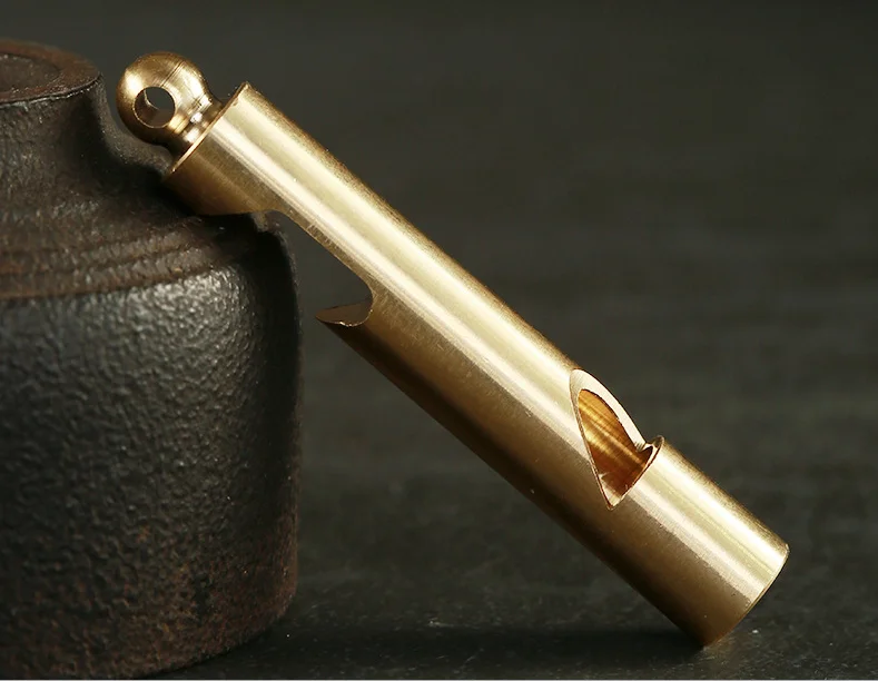 Vintage Brass multi functional whistle bottle opener craft DIY outdoor supplies EDC tool ornament Miniature Keychain Pendant a71