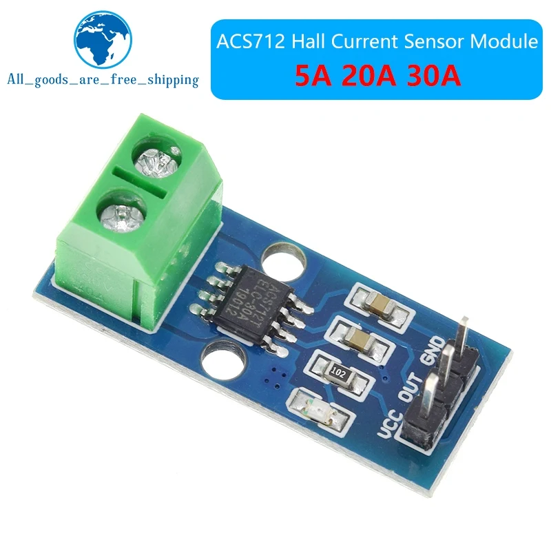 TZT Hot Sale ACS712 5A 20A 30A  Range Hall Current Sensor Module ACS712 Module For Arduino 5A 20A 30A