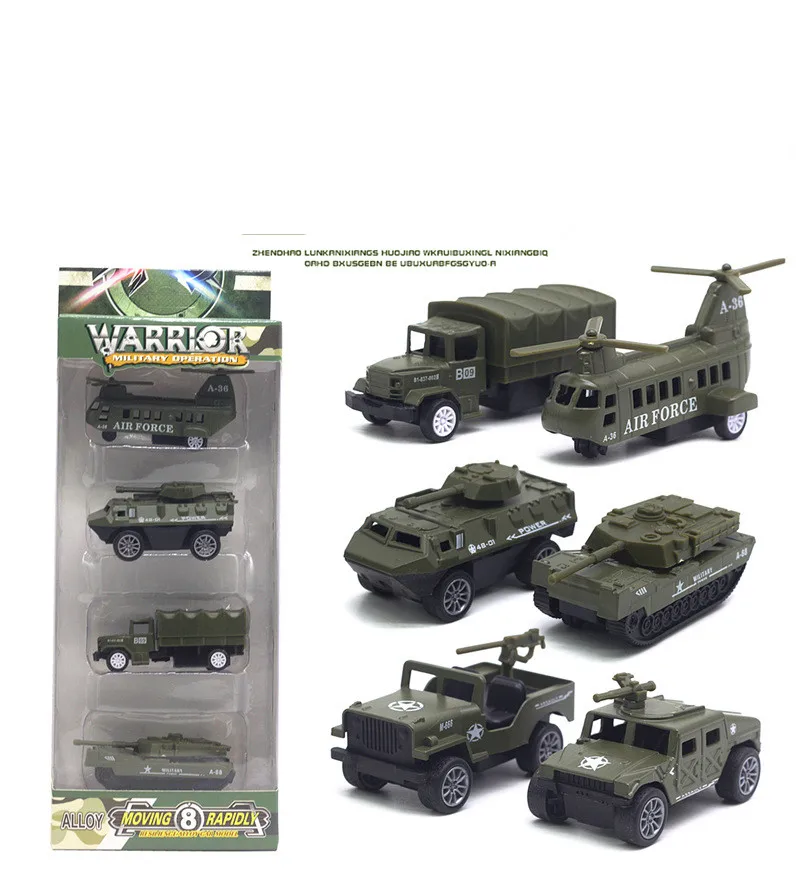 1:64 alloy pull back military tank model set, simulation military truck armored car toy,4-piece set, free shipping