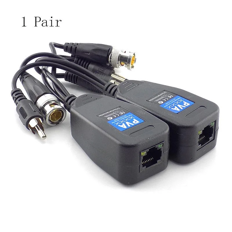 1 Pairs 3 في 1 السلبي السلطة فيديو Balun ذكر BNC موصلات تحويل العرض السلبي جهاز الإرسال والاستقبال ل CCTV HD كاميرا DVR L19