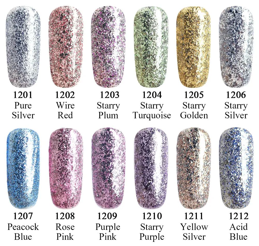 Venalisa 12ml Nagelkunst-Gel-Lack Super Glänzender Diamant-Glitter Pailletten-Sternenhimmel Platin-Emaille für Perfekte Maniküre – Detail 4