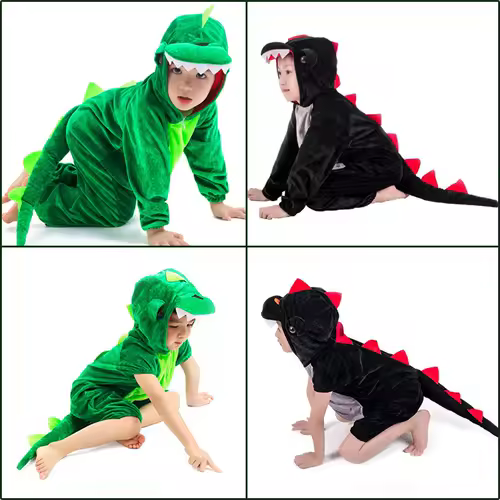 Cute Child Dinosaur Kugurumi Costume Cosplay Boys 2-4T 4-8Y Green Black Kindergarten School Party Game Role Play Suit Umorden - Image 5