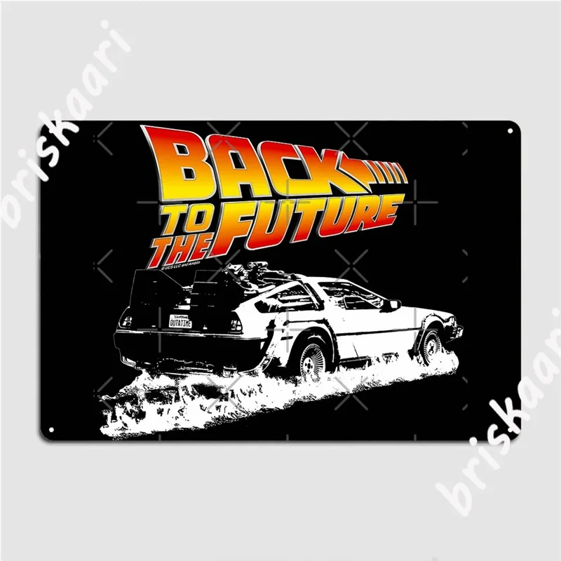 Back To The Future Delorean Fire Tracks Metal Signs Mural Classic Wall pub Garage Decoration Tin sign Posters