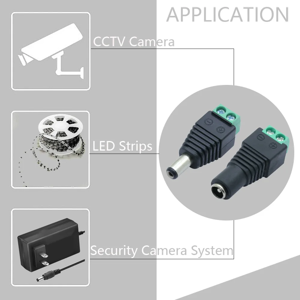 10pcs Cameras 2.1mm x 5.5mm Female Male DC Power Plug Adapter Female Jack Adapter Connector Male Plug Socket green 5.5x2.5mm DC