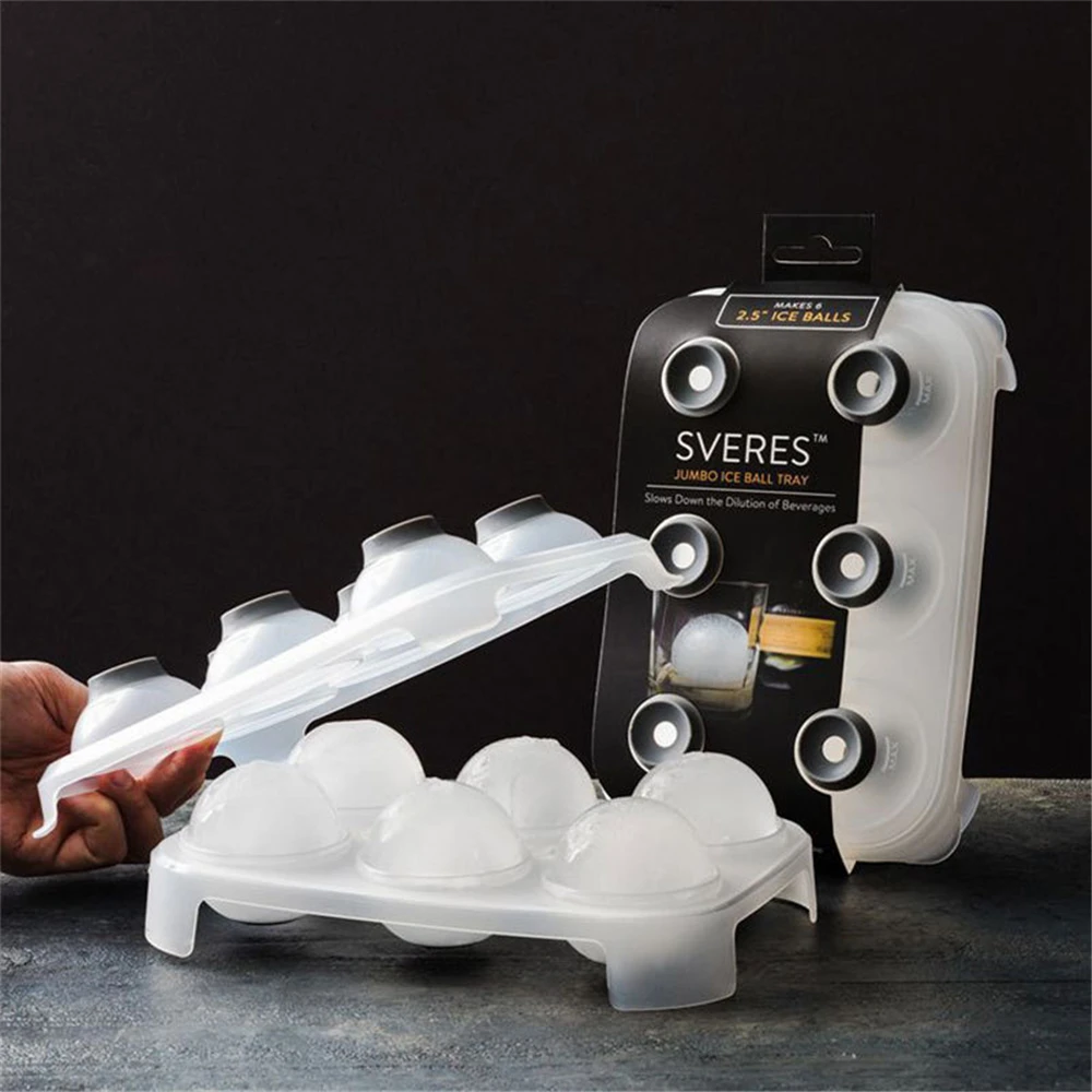 

SVERES Jumbo Ice Mold Silicone Ice Cube Tray Mould Shape Cocktails (Set of 6) Halloween Party Spooky Fun Bar Tool