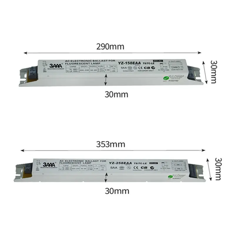 220~240V YZ-158EAA YZ-258EAA T8/TC-LE 2*58W 2*55W T8 Electronic Ballast For T8 Fluorescent Lamp Advertising Light Box Rectifier