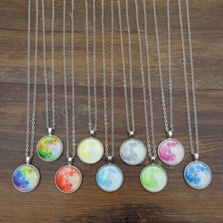 New Fashion Men Women Glass Dome Luminous Pendant Necklack Unique Moon Star Sky Glow In The Dark Necklace Jewelry Hallowmas Gift