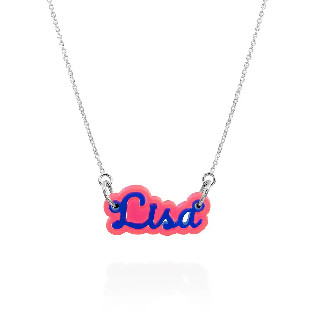 

2021 New Custom Name Necklaces Personlized Fashion Capital Initials Letters Acrylic Necklace Double Color Necklace For children