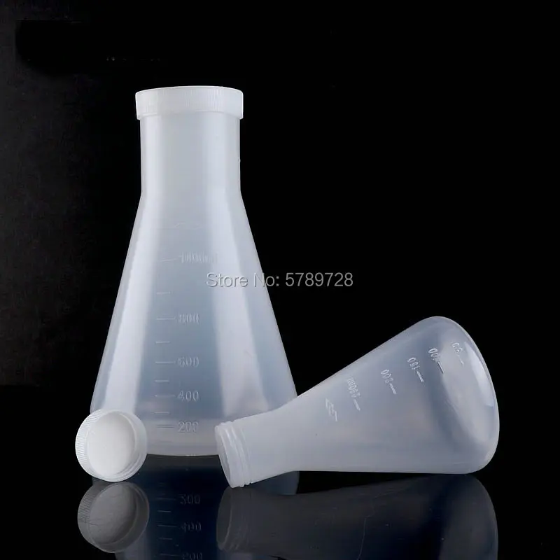 Laboratorium plastikowa kolba erlenmeyera stożkowy pojemnik butelka z zakrętką pojemność 50ml 100ml 250ml 500ml 1000ml