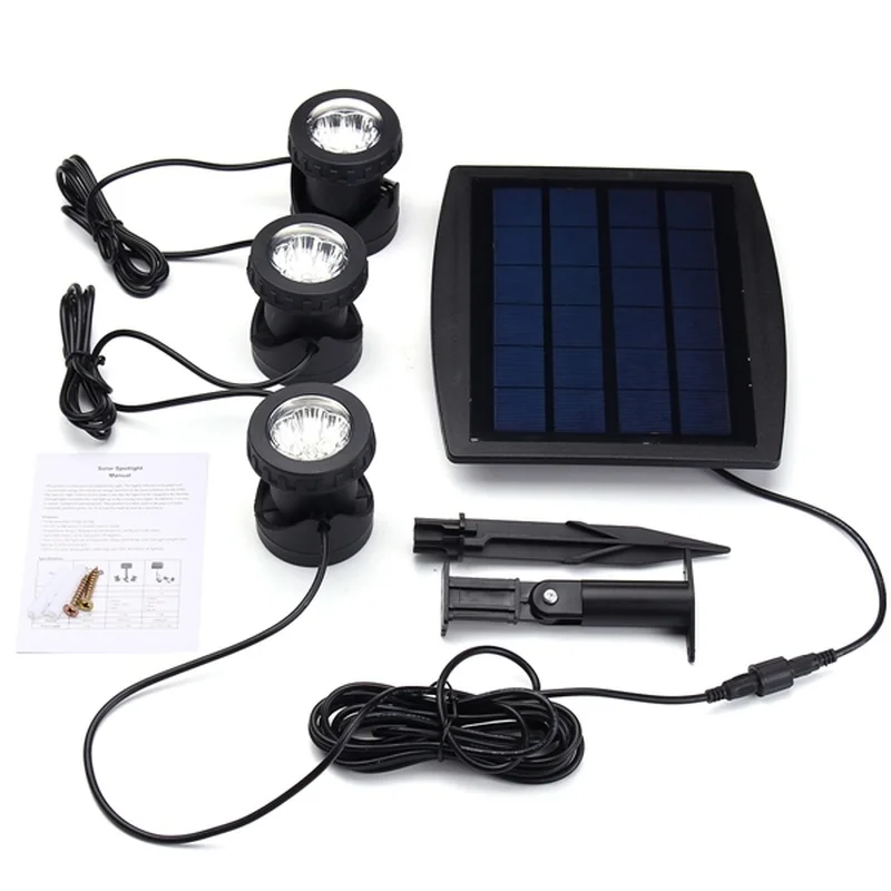 

18 LED Solar Powered 3 Lamps Landscape Spotlight Projection Light Underwater Lights for Garden Pool Pond Outdoor