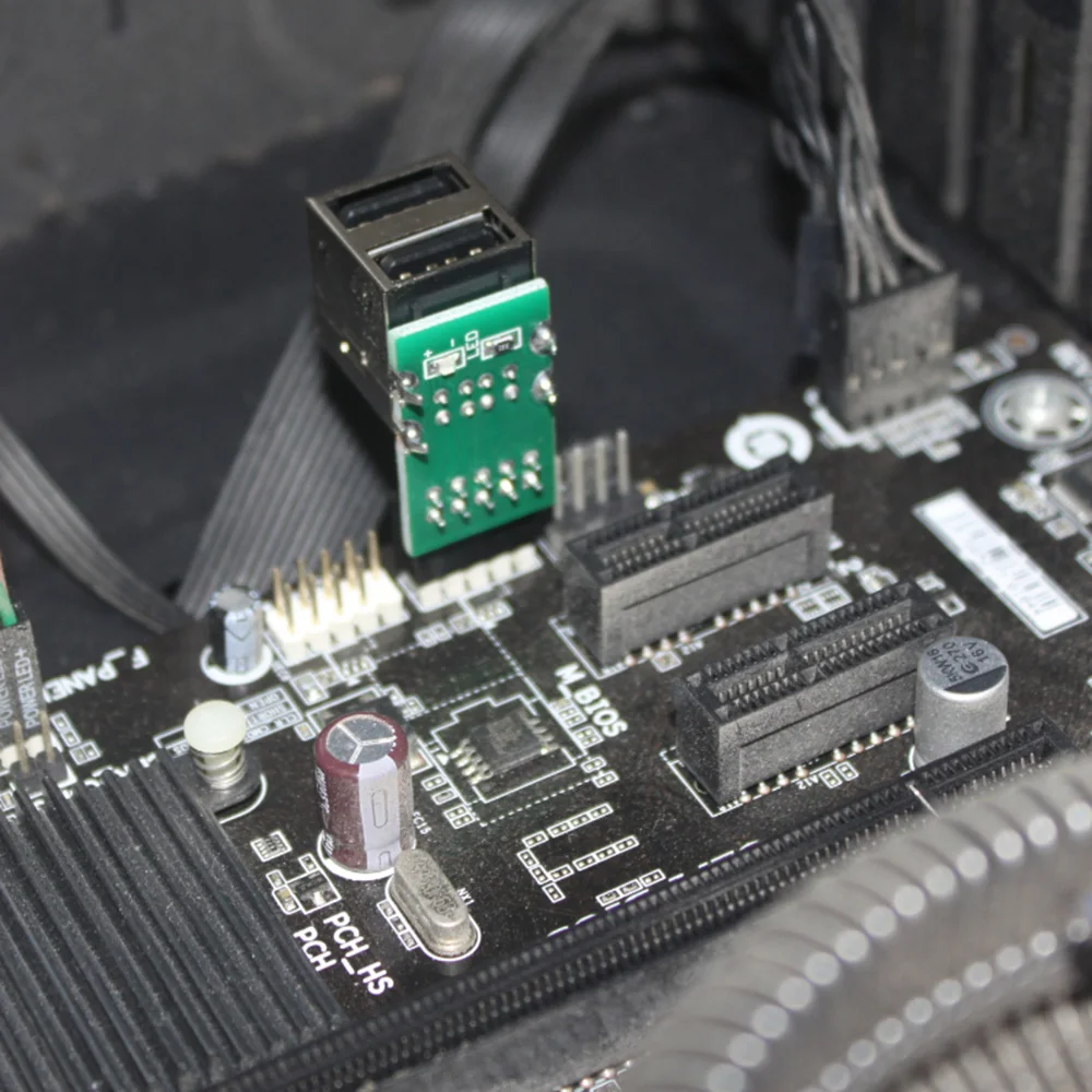 9pin اللوحة إلى 2 منافذ USB 2.0 المزدوج USB شاحن أنثي محول لوحة دارات مطبوعة بطاقة موسع موصل الداخلية