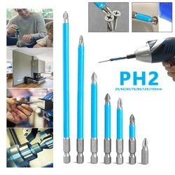 Long Screwdriver Bits 25/50/65/70/90/125/150mm/7pcs PH2 Anti-slip Magnetic 1/4 Hex Shank Cross Head Power Electric Tools