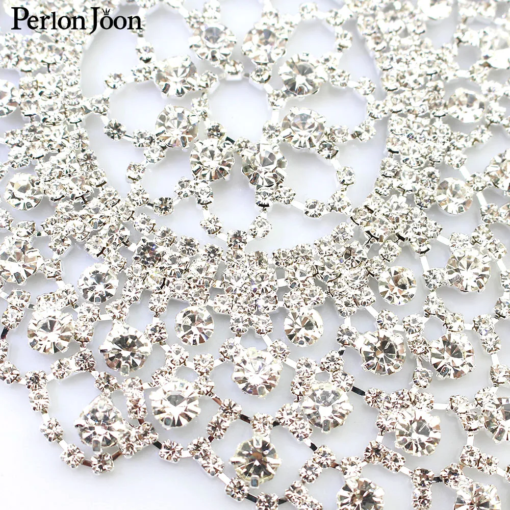 Rhinestone Patches Gold Silver For Women Sew On Clothes Arm Sleeves Crystal Decals DIY Applique neckline Wedding Shoe Bag YHZ031