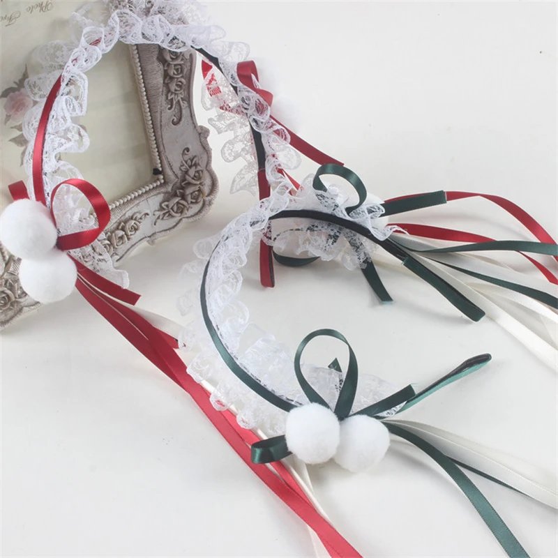 Hand Made Kawaii Lolita Hair Band Lace Bow Ribbon Japanese KC Headwrap Anime Women Girl  Hair Accessories Headwrap