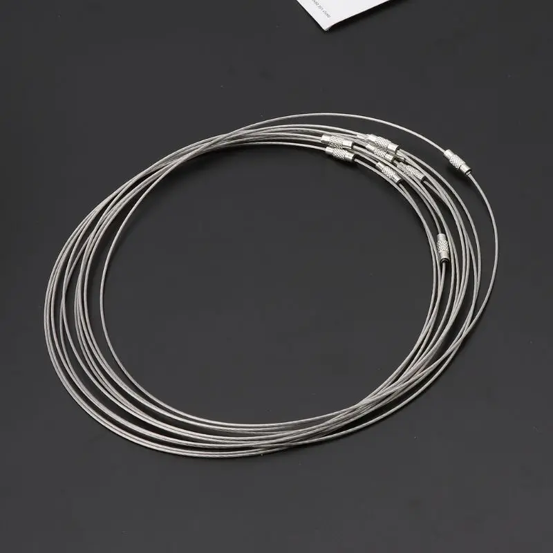 10 Strands 18-inch (46 cm) Steel Wire Necklace Rope Memory Jewelry Line with Brass Turnbuckle Beaded Wire Chain Dropship