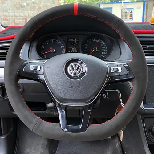 

For Volkswagen Golf 7/7.5 rline/gti DIY custom leather suede car steering wheel cover interior accessories