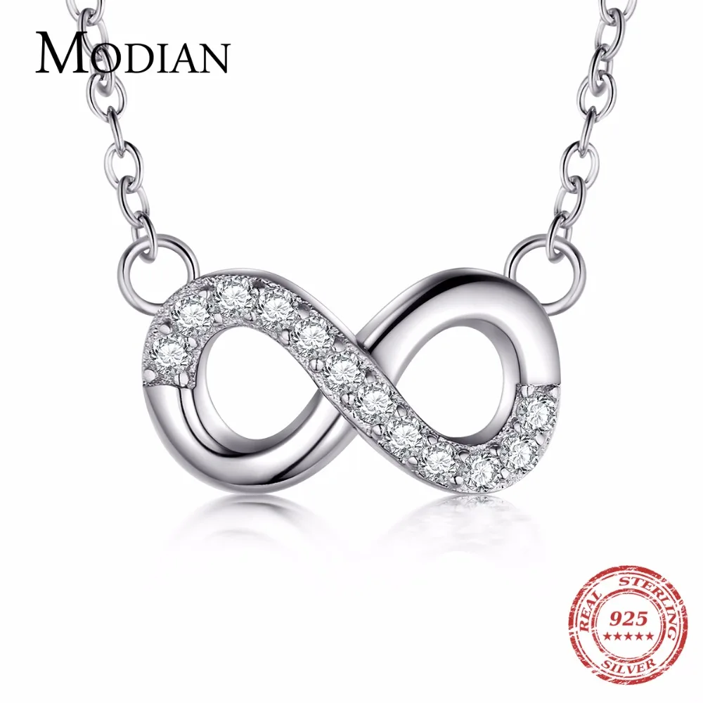 

2021 Modian 925 Sterling silver Mobius Design Pendant Necklace Fashion Classic Cubic Zirconia Chain For Women Party Jewelry